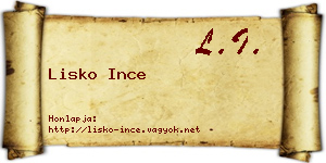 Lisko Ince névjegykártya
